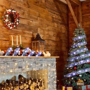 LED Christmas Holiday Battery Powered Tree Ribbon Light 118"